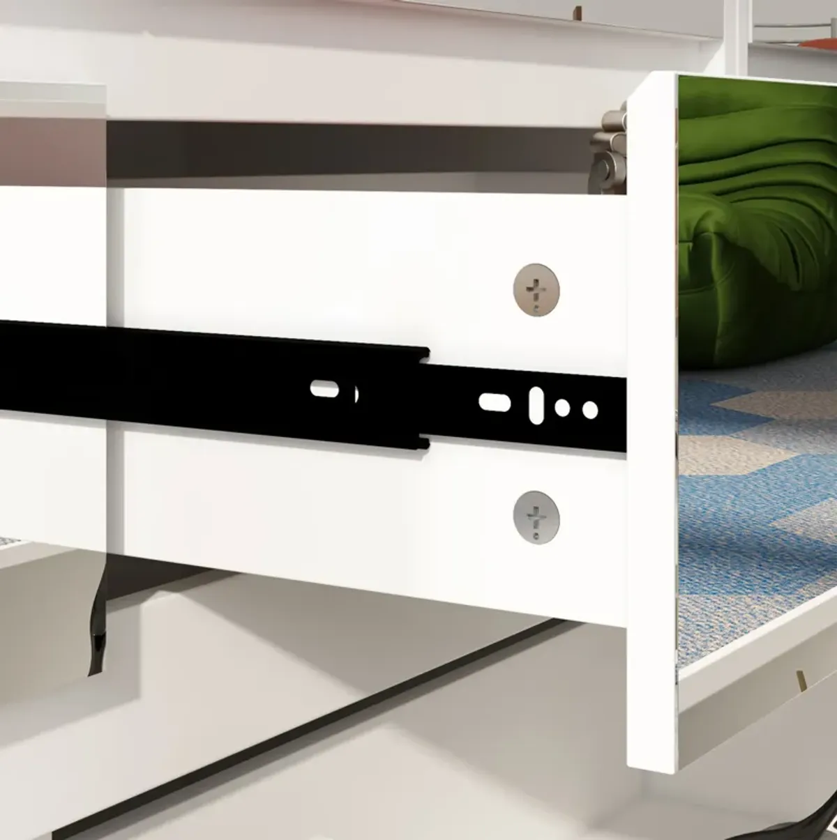 FUFU&GAGA Modern 9-Drawer Dresser with Mirrored Front and Spacious Storage (63" W x 31.5" H x 15.7" D),White