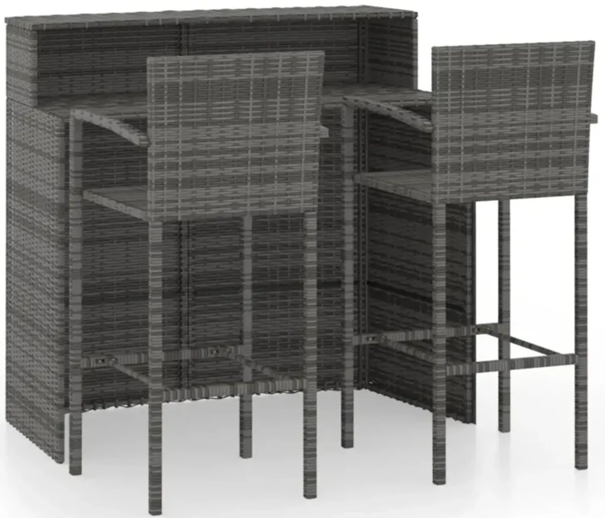 vidaXL 3 Piece Garden Bar Set Gray