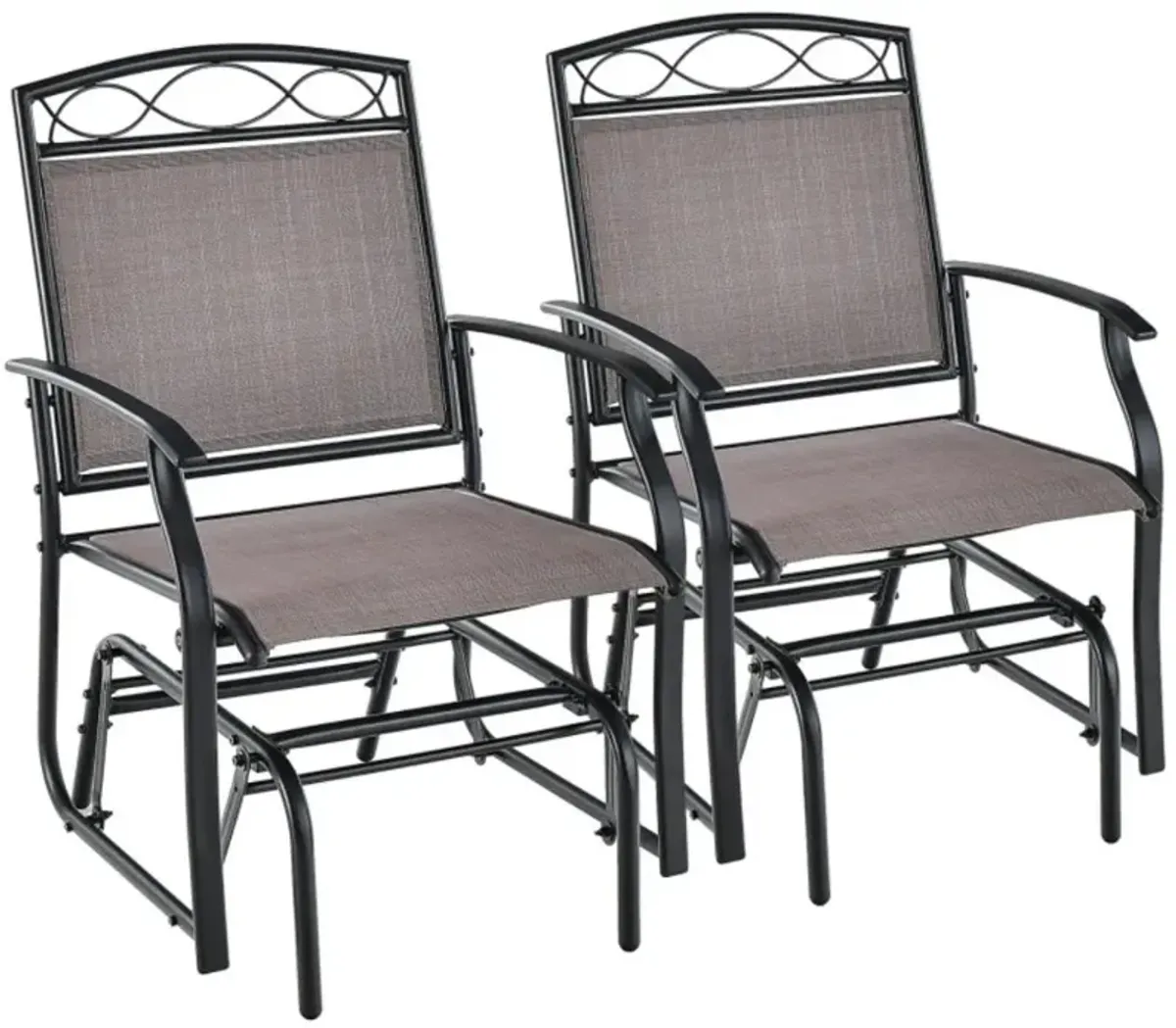 Hivvago Set of 2 Outdoor Metal Glider Armchairs with Weather-resistant Fabric