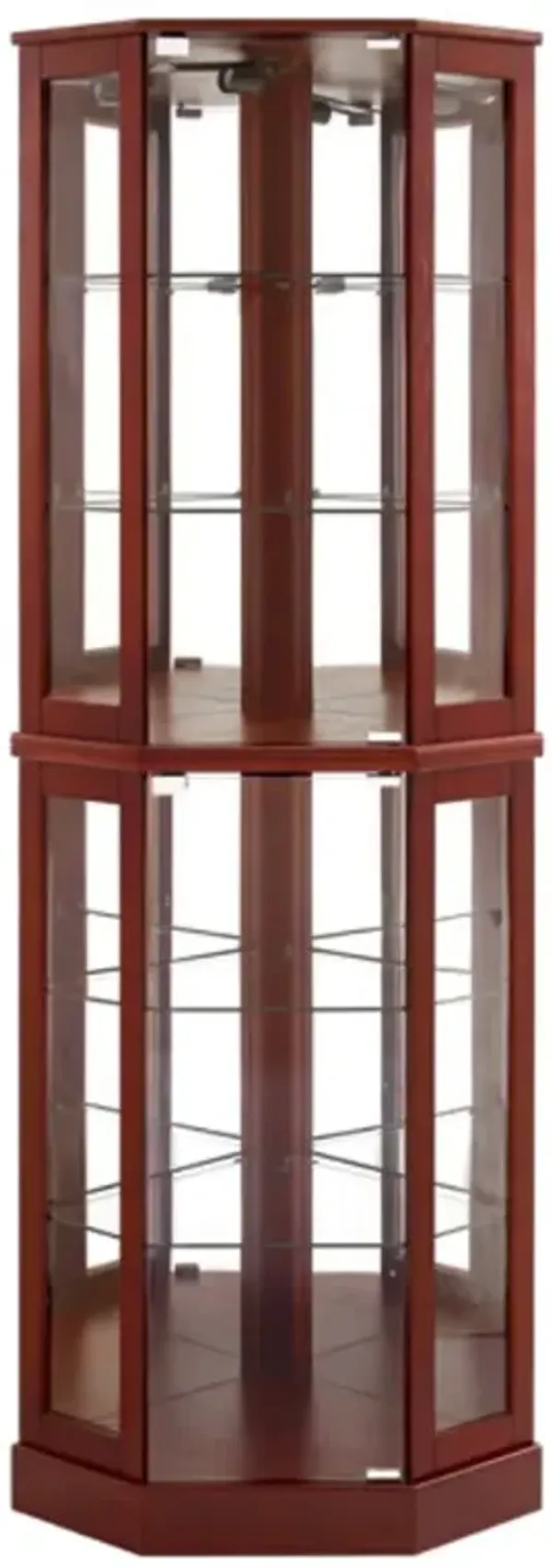 6-Shelf Curio Cabinet with Built-in Lights, Mirrors, and Adjustable Shelves