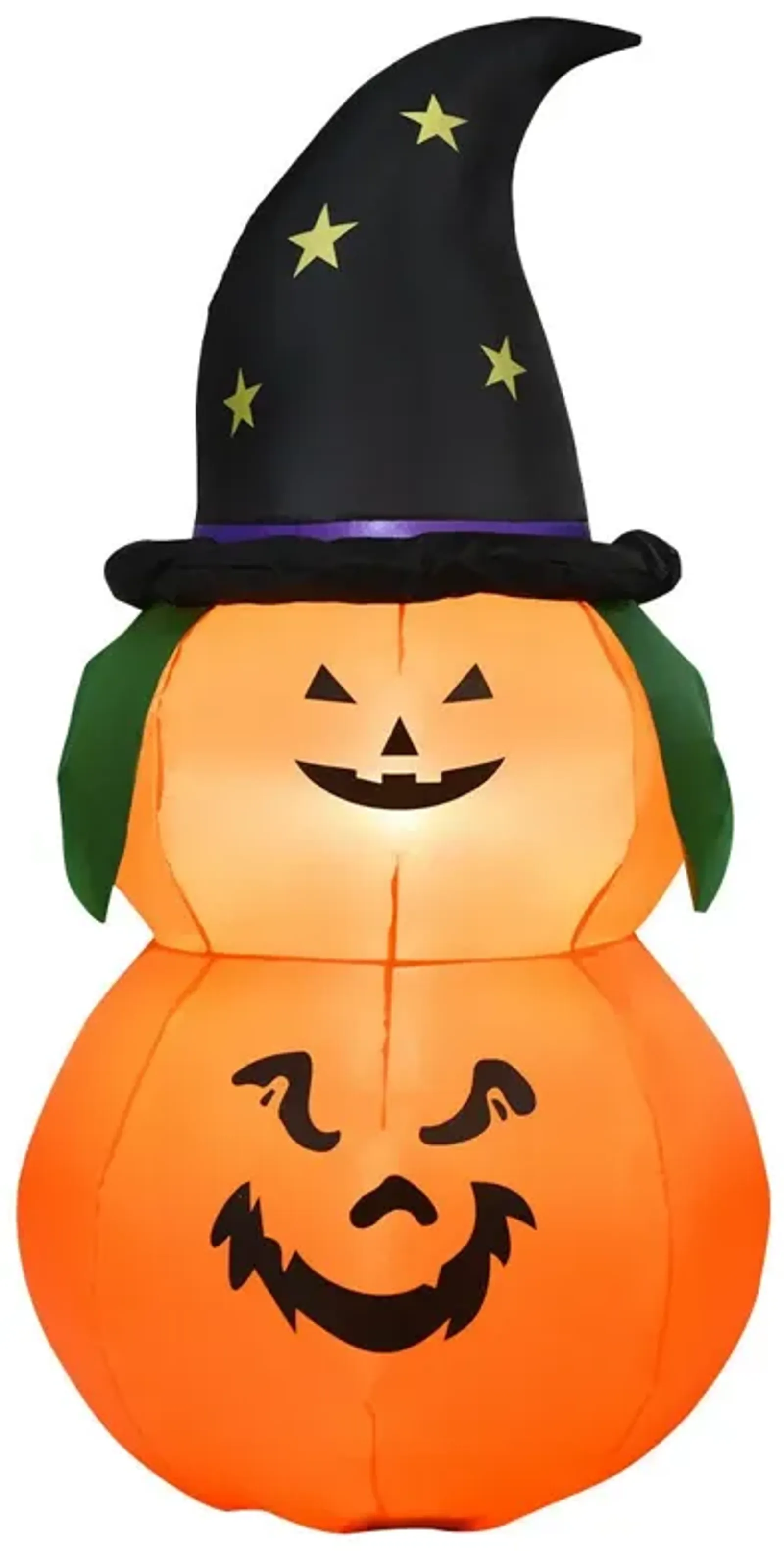 5 Feet Halloween Inflatable LED Pumpkin with Witch Hat