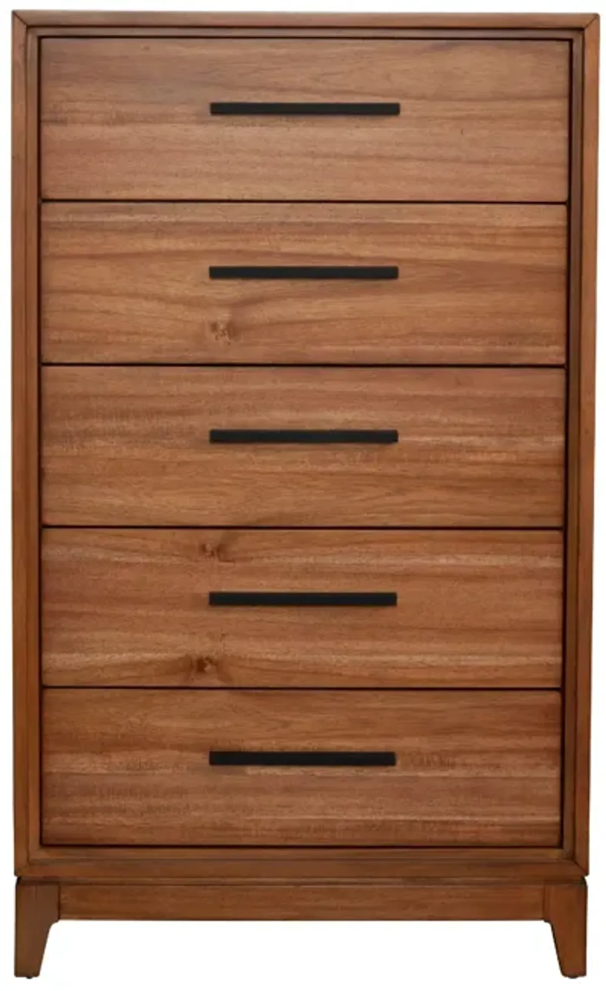 Chest with 5 Drawers and Wooden Frame, Brown-Benzara