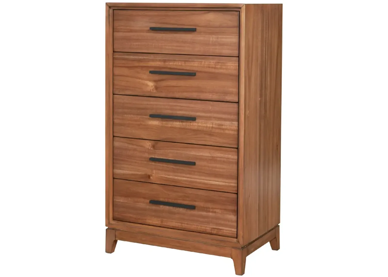 Chest with 5 Drawers and Wooden Frame, Brown-Benzara