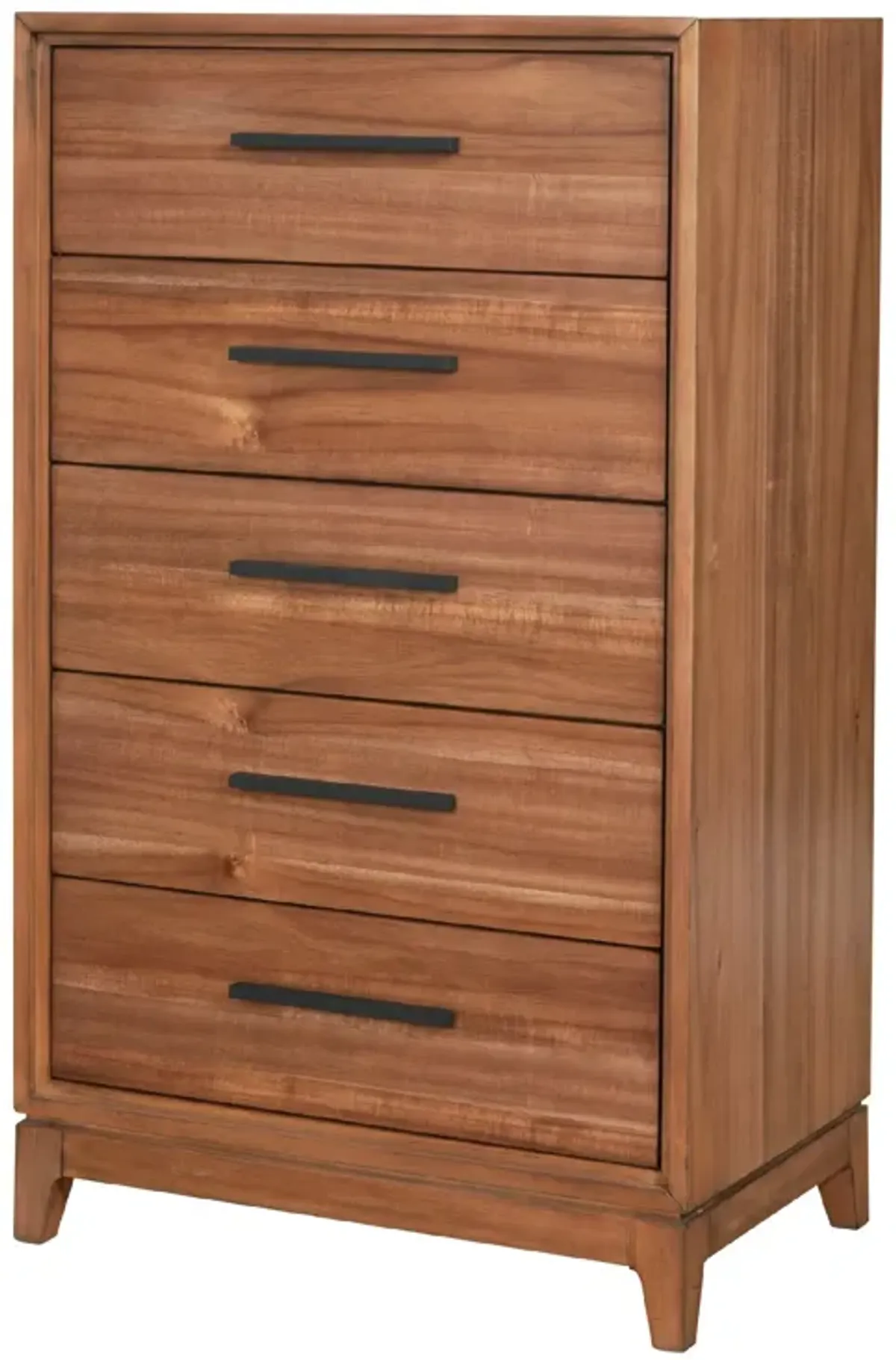 Chest with 5 Drawers and Wooden Frame, Brown-Benzara