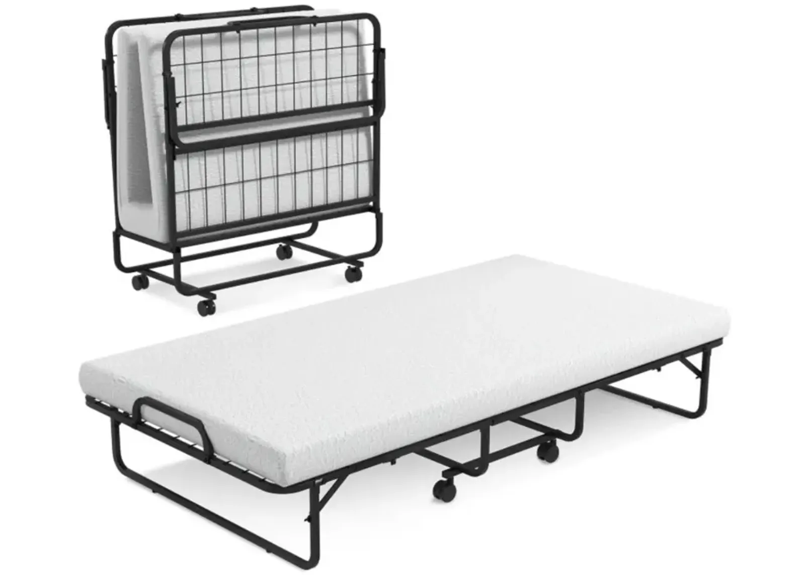 Hivvago Twin Size Metal Folding Bed with Memory Foam Mattress