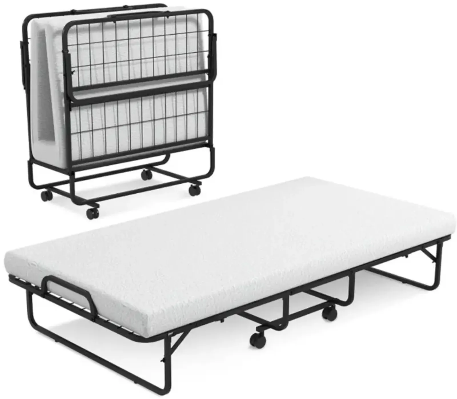 Hivvago Twin Size Metal Folding Bed with Memory Foam Mattress