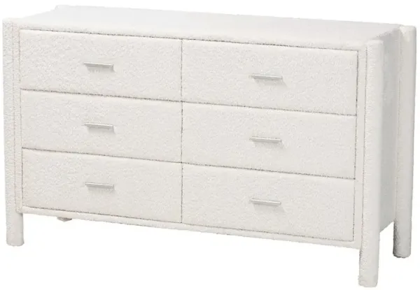 Baxton Studio Laria Modern White Teddy-Bear Fabric 6-Drawer Dresser