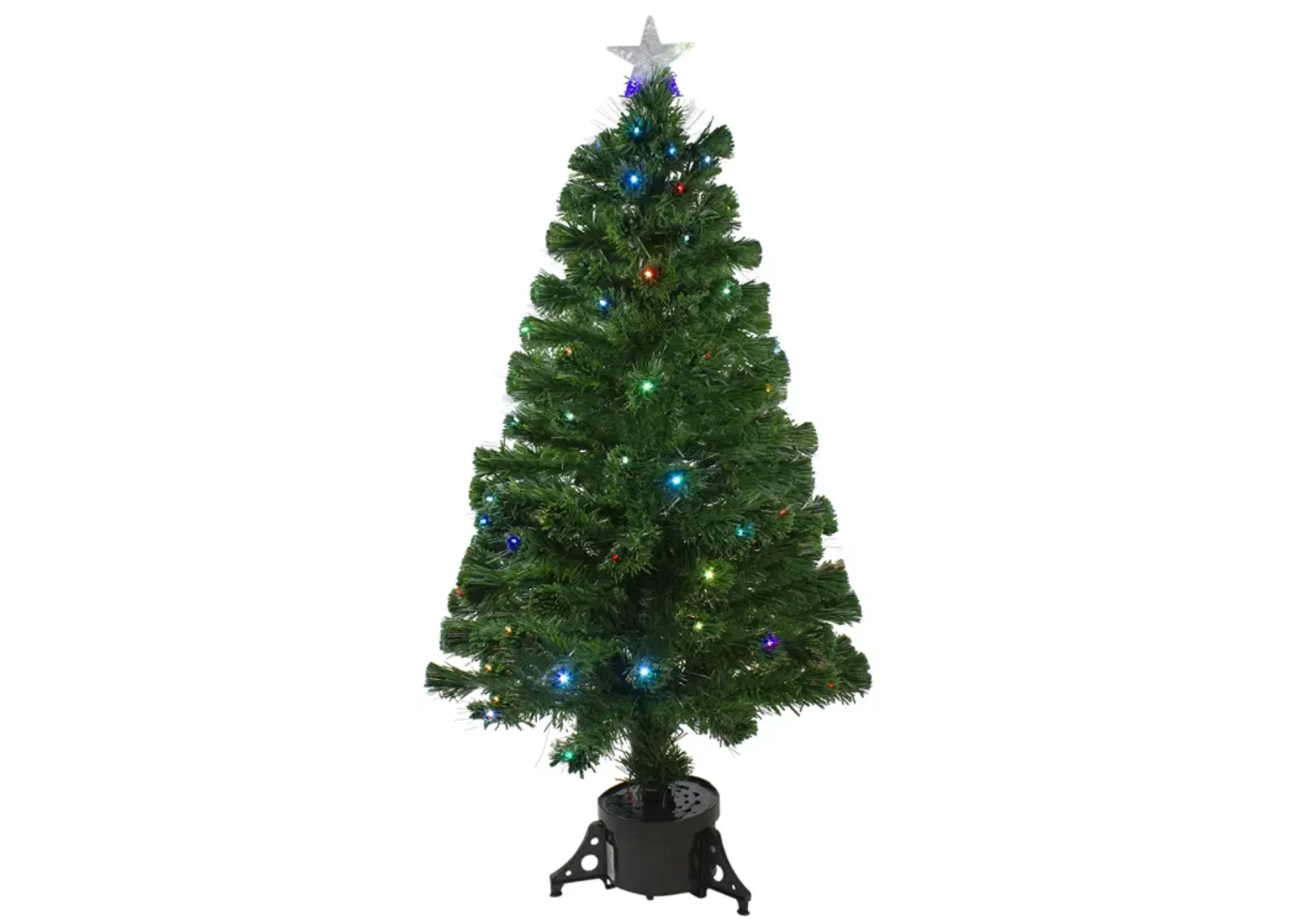 4' Pre-Lit Potted Fiber Optic Artificial Christmas Tree  Multicolor LED Lights