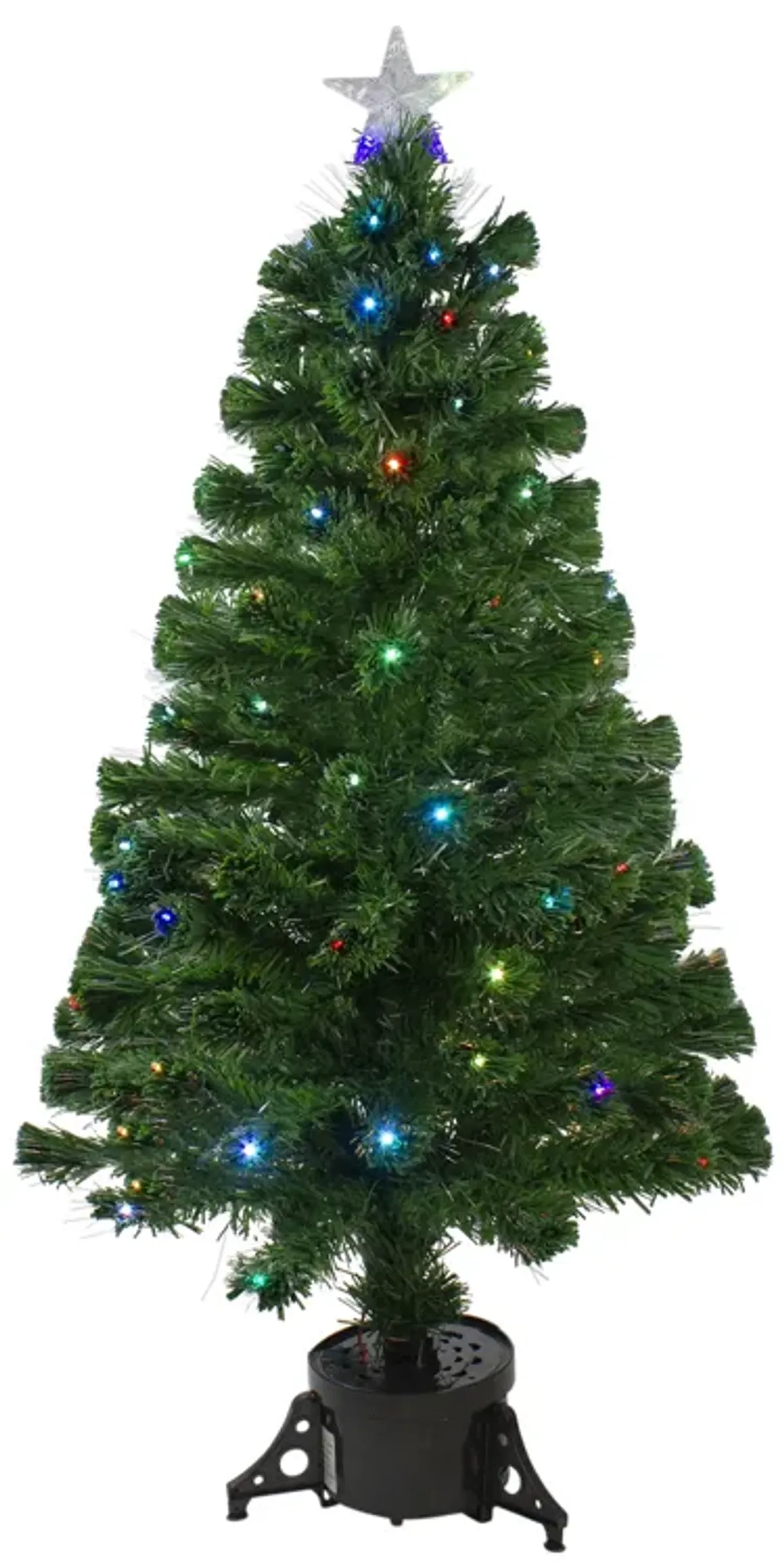 4' Pre-Lit Potted Fiber Optic Artificial Christmas Tree  Multicolor LED Lights