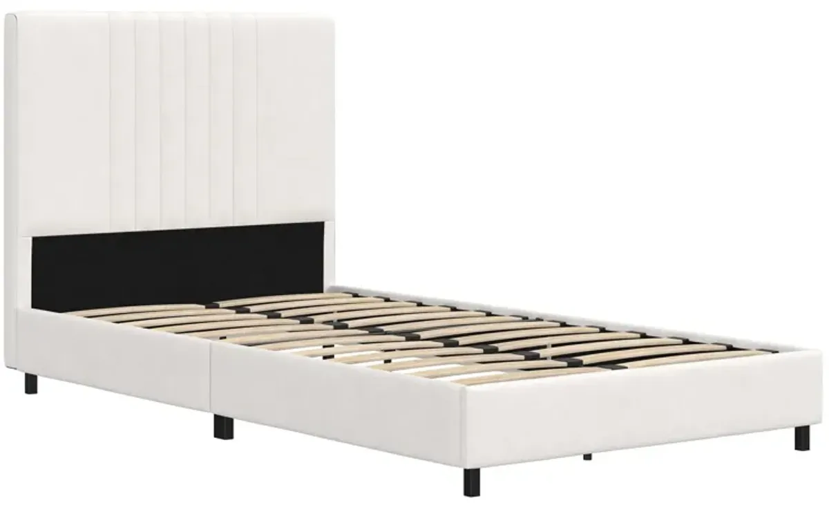 Rio Faux Leather Upholstered Bed, Twin, White