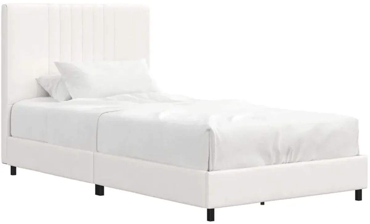 Rio Faux Leather Upholstered Bed, Twin, White