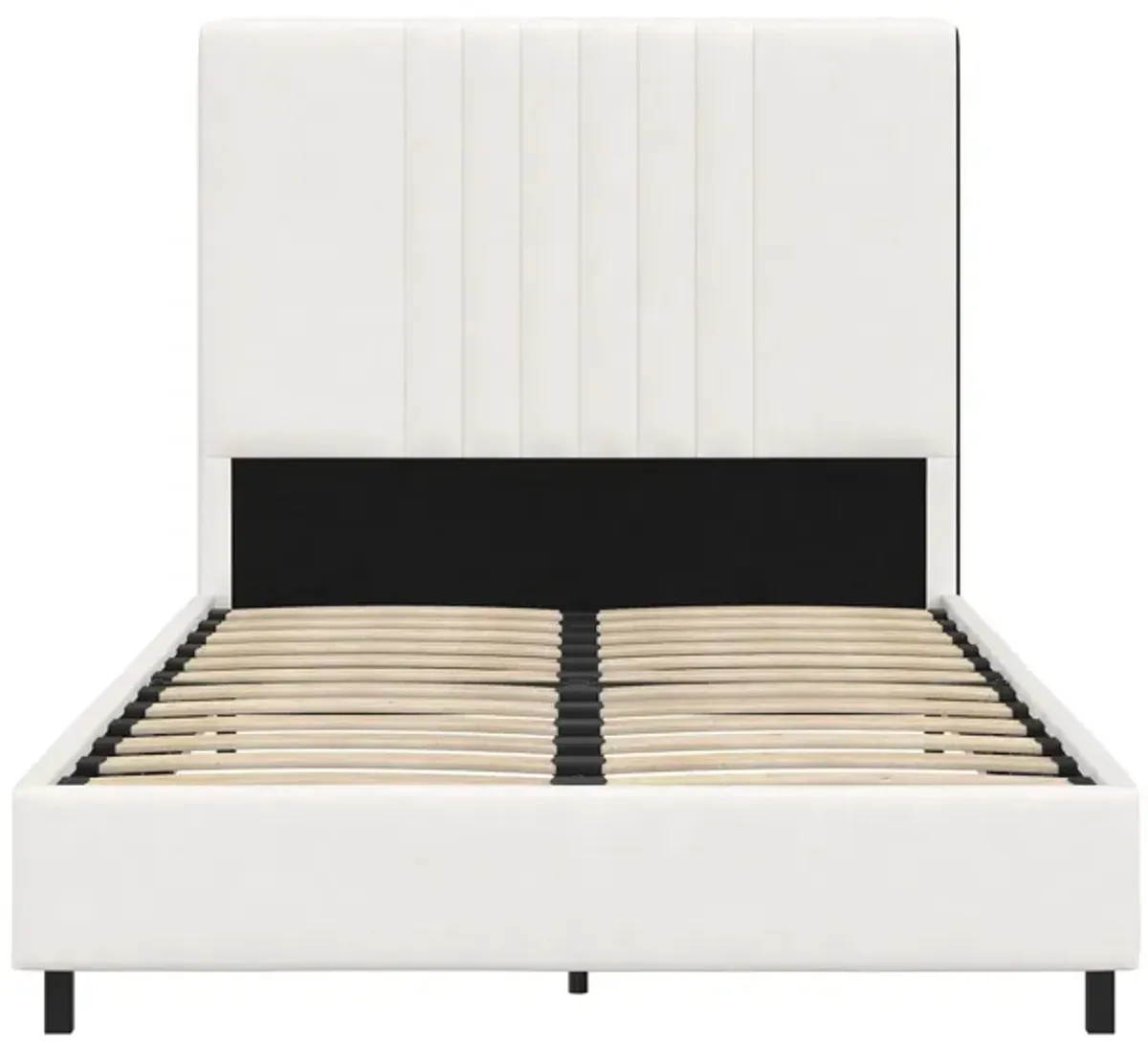 Rio Faux Leather Upholstered Bed, Twin, White