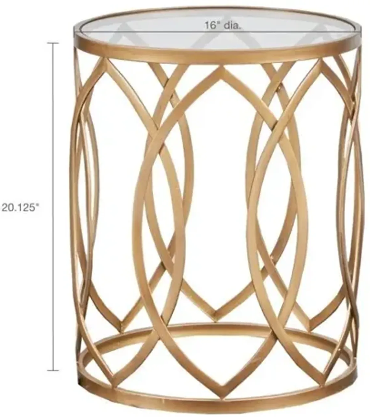 Gracie Mills Chavez Geometric Glass Top with Metal Eyelet Accent Table