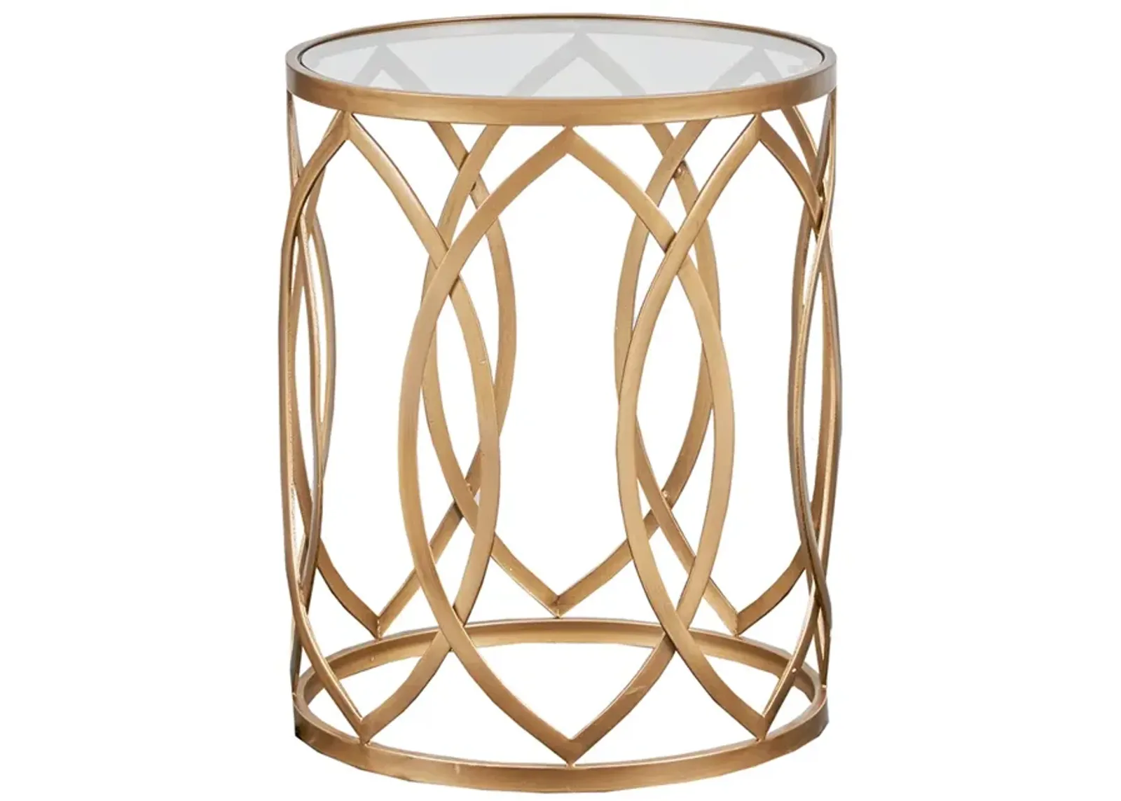 Gracie Mills Chavez Geometric Glass Top with Metal Eyelet Accent Table