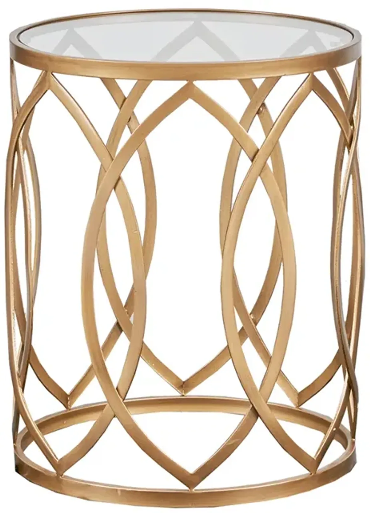 Gracie Mills Chavez Geometric Glass Top with Metal Eyelet Accent Table