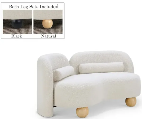 Meridian Furniture Daphne Cream Boucle Fabric Loveseat