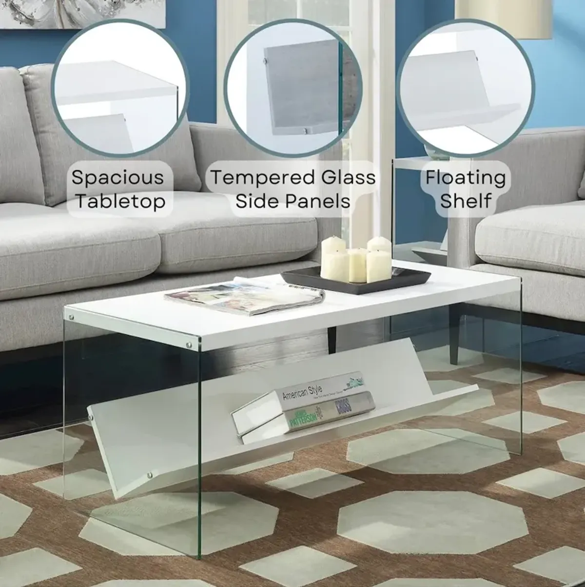 Convience Concept, Inc. SoHo Glass Coffee Table with Shelf