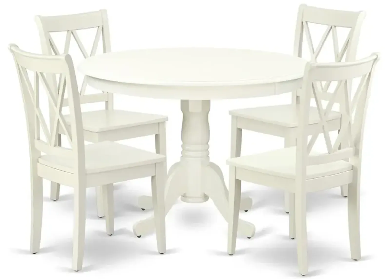 East West Furniture Dining Room Set Linen White, HLCL5-LWH-W