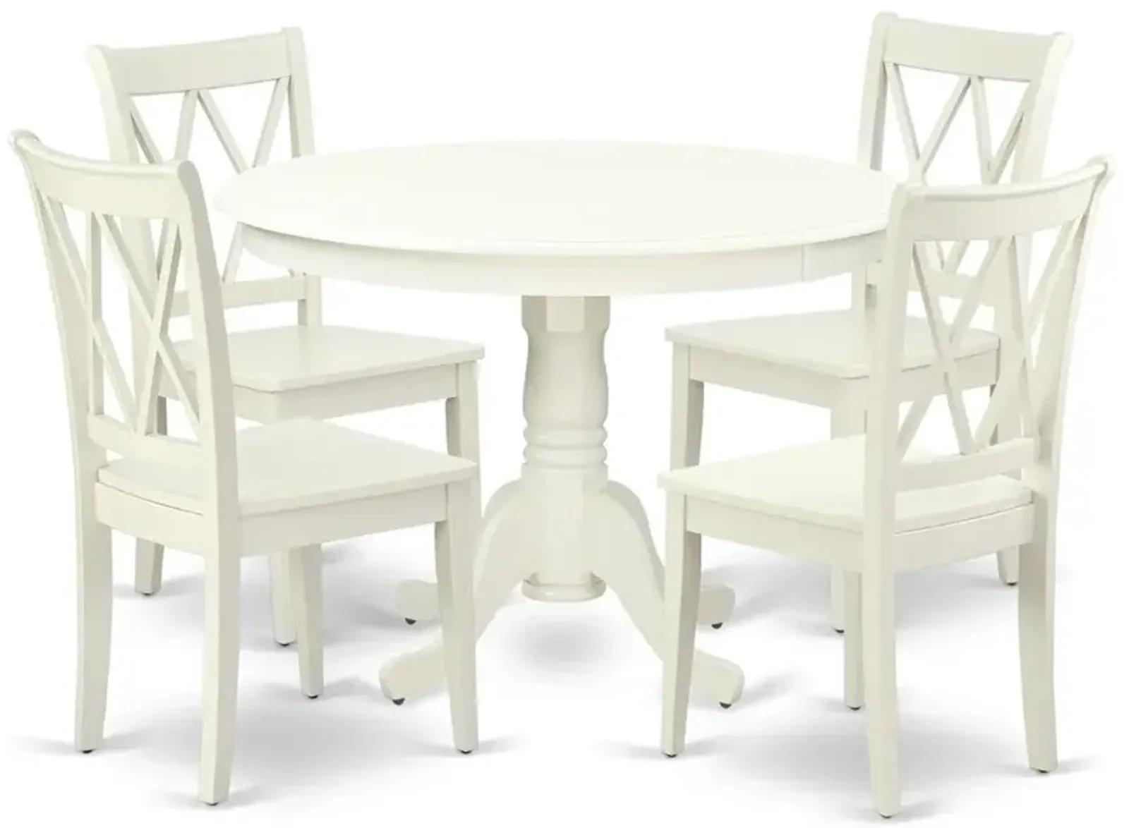 East West Furniture Dining Room Set Linen White, HLCL5-LWH-W