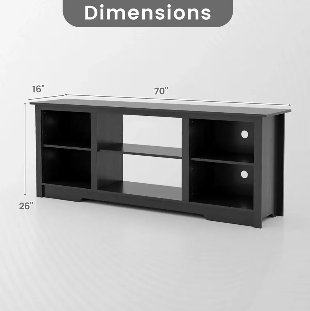 70 Inch TV Stand for up to 75 Inch Flat Screen TVs with Adjustable Shelves