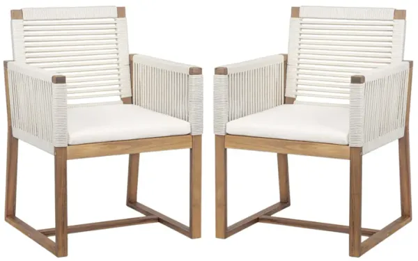 Merax Acacia Wood Patio Armchair Outdoor Dining Chairs Set of 2