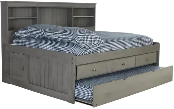 American Furniture Classics, Solid Pine Full Daybed with Three Drawers and Twin Trundle in Charcoal Gray