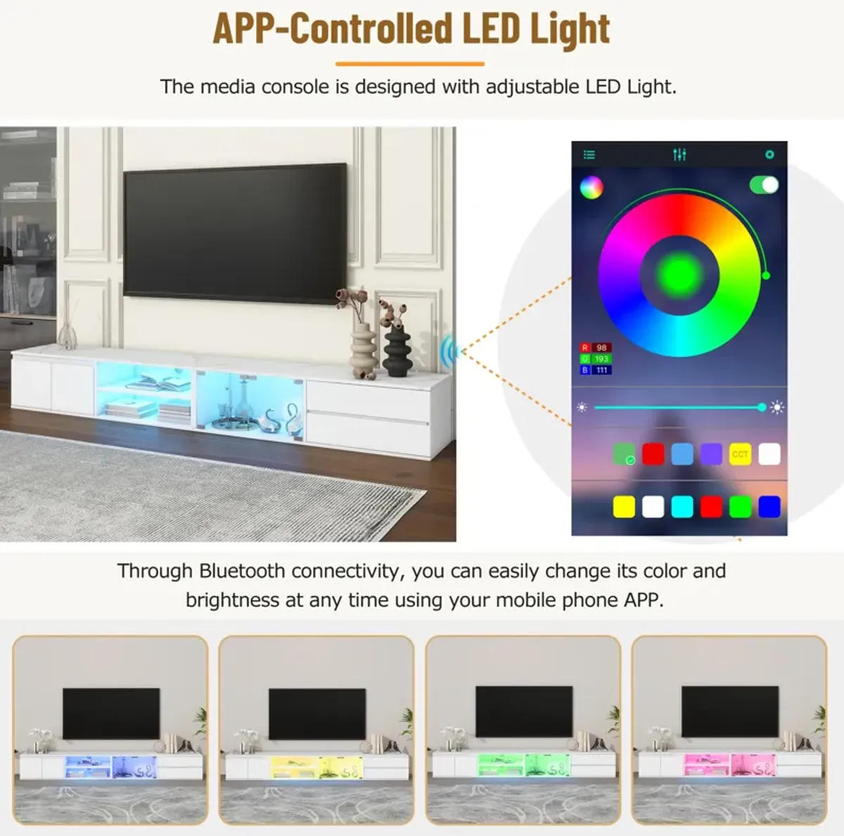 Merax LED TV Stand with 2 Drawers