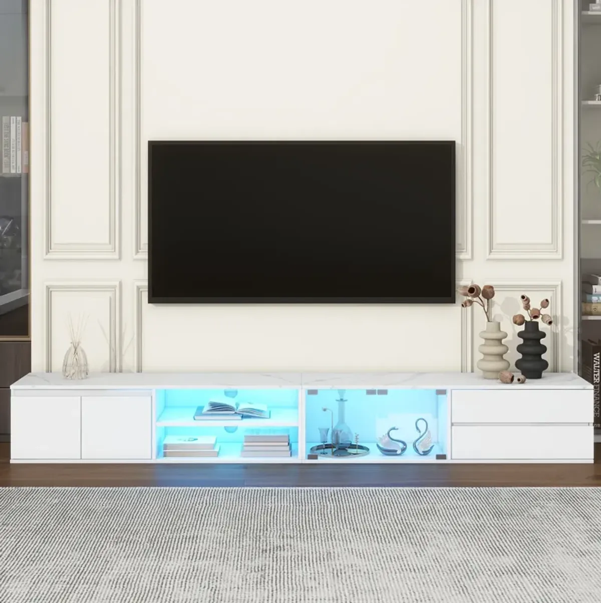 Merax LED TV Stand with 2 Drawers