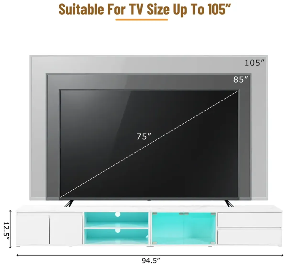 Merax LED TV Stand with 2 Drawers