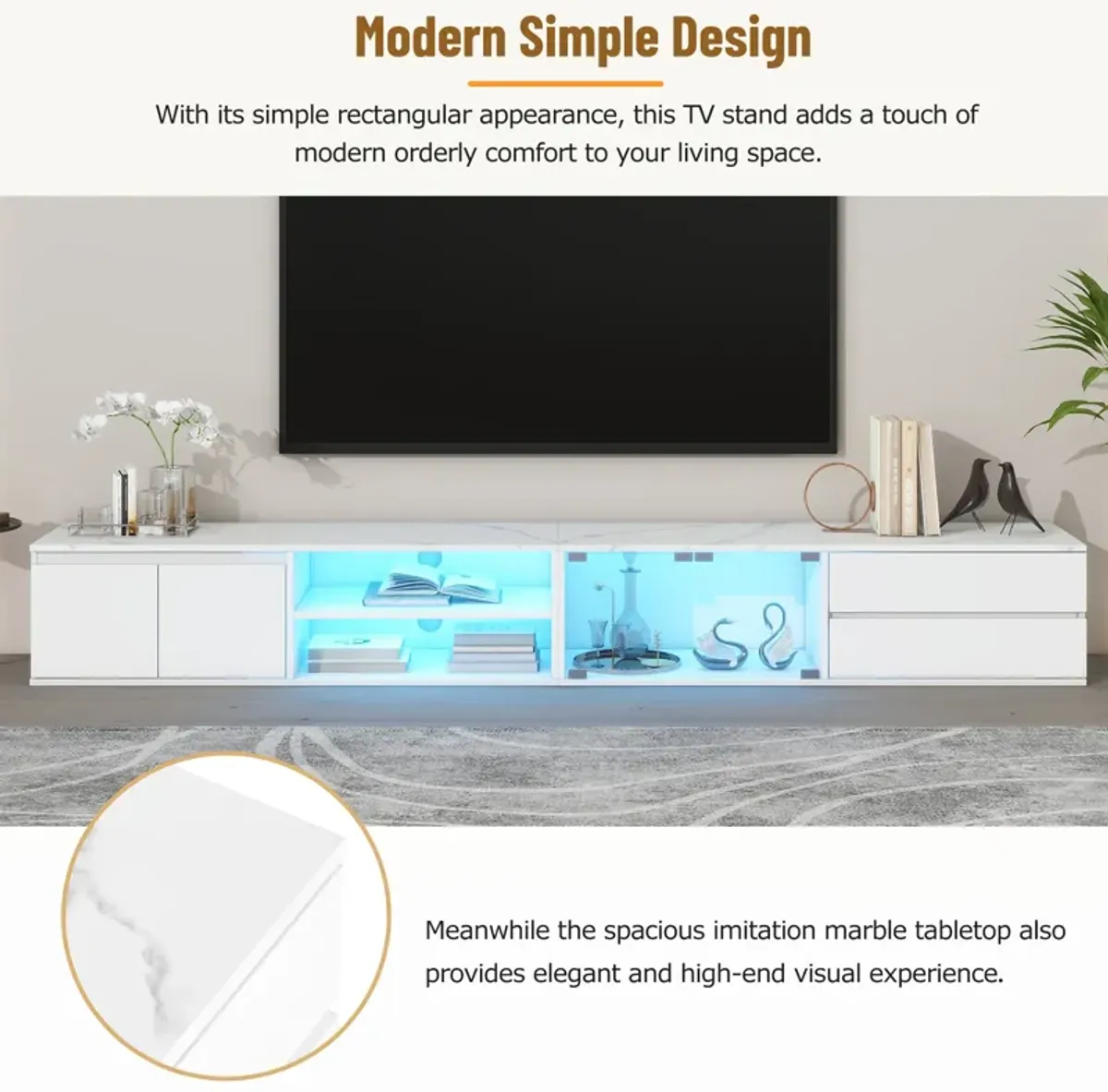 Merax LED TV Stand with 2 Drawers