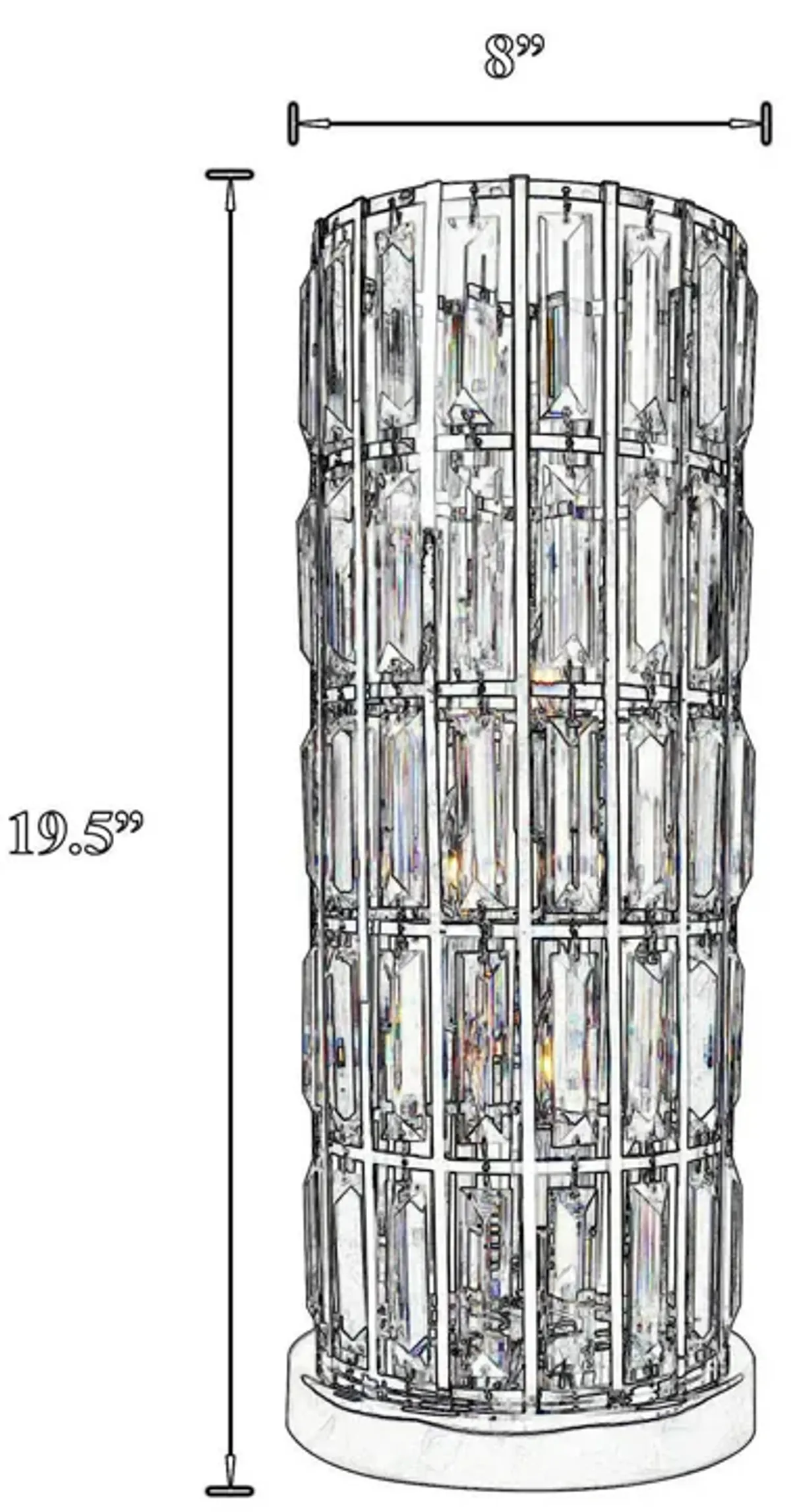 20 Inch Modern Table Lamp, Metal Cage Shade with Glass Accents, Chrome-Benzara