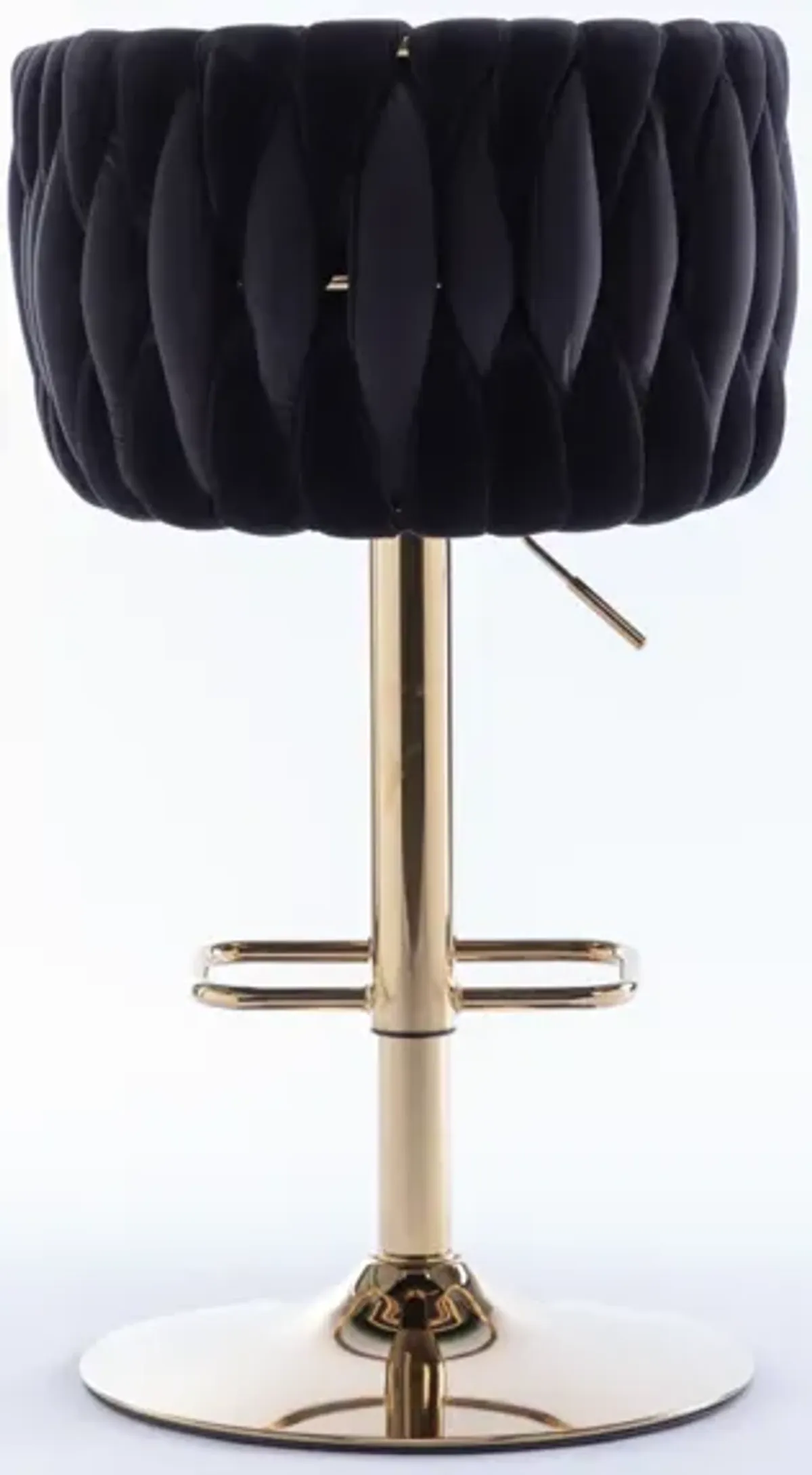 Set of 2 Bar Stools, with Chrome Footrest and Base Swivel Height Adjustable Mechanical Lifting Velvet + Golden Leg Simple Bar Stool-Black