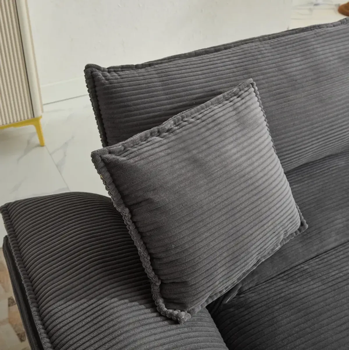 Merax Corduroy Sofa Loveseat Sofa with Pillows
