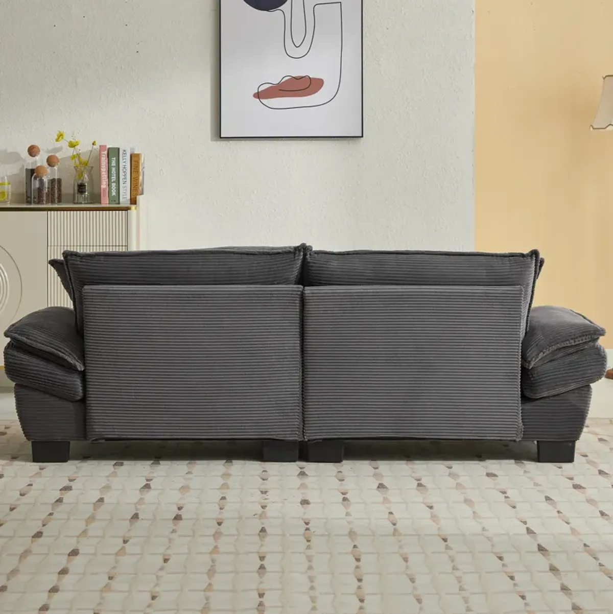 Merax Corduroy Sofa Loveseat Sofa with Pillows