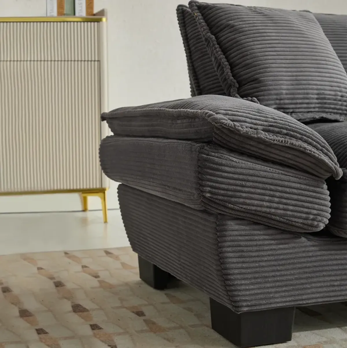 Merax Corduroy Sofa Loveseat Sofa with Pillows
