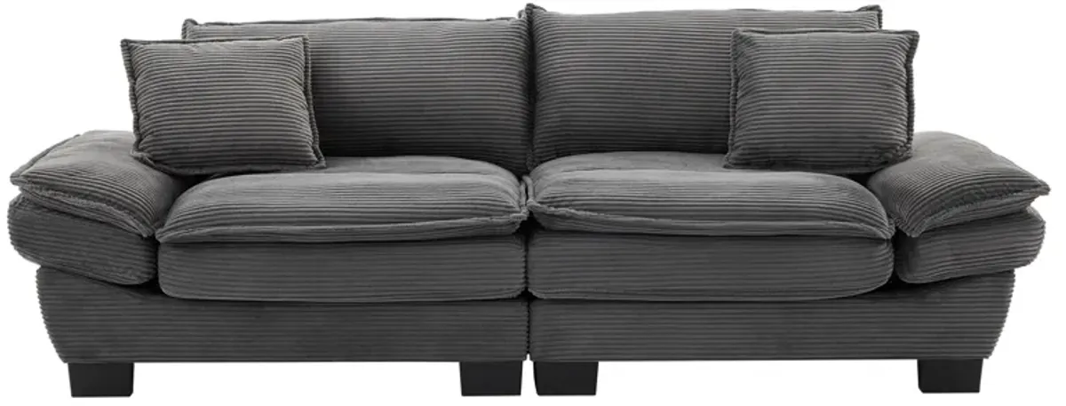Merax Corduroy Sofa Loveseat Sofa with Pillows