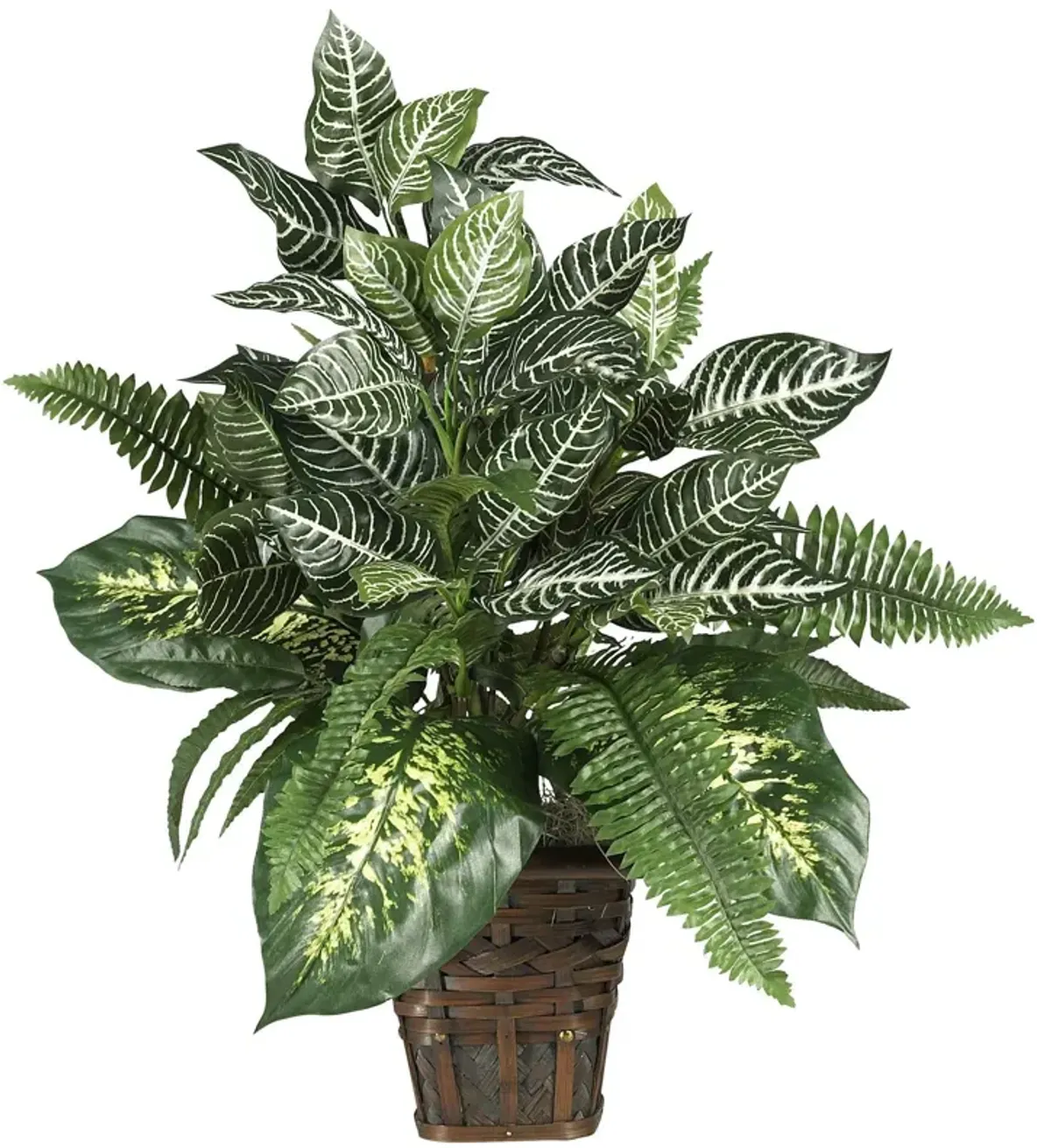 Nearly Natural Mixed Greens w/Zebra Bush Silk Plant