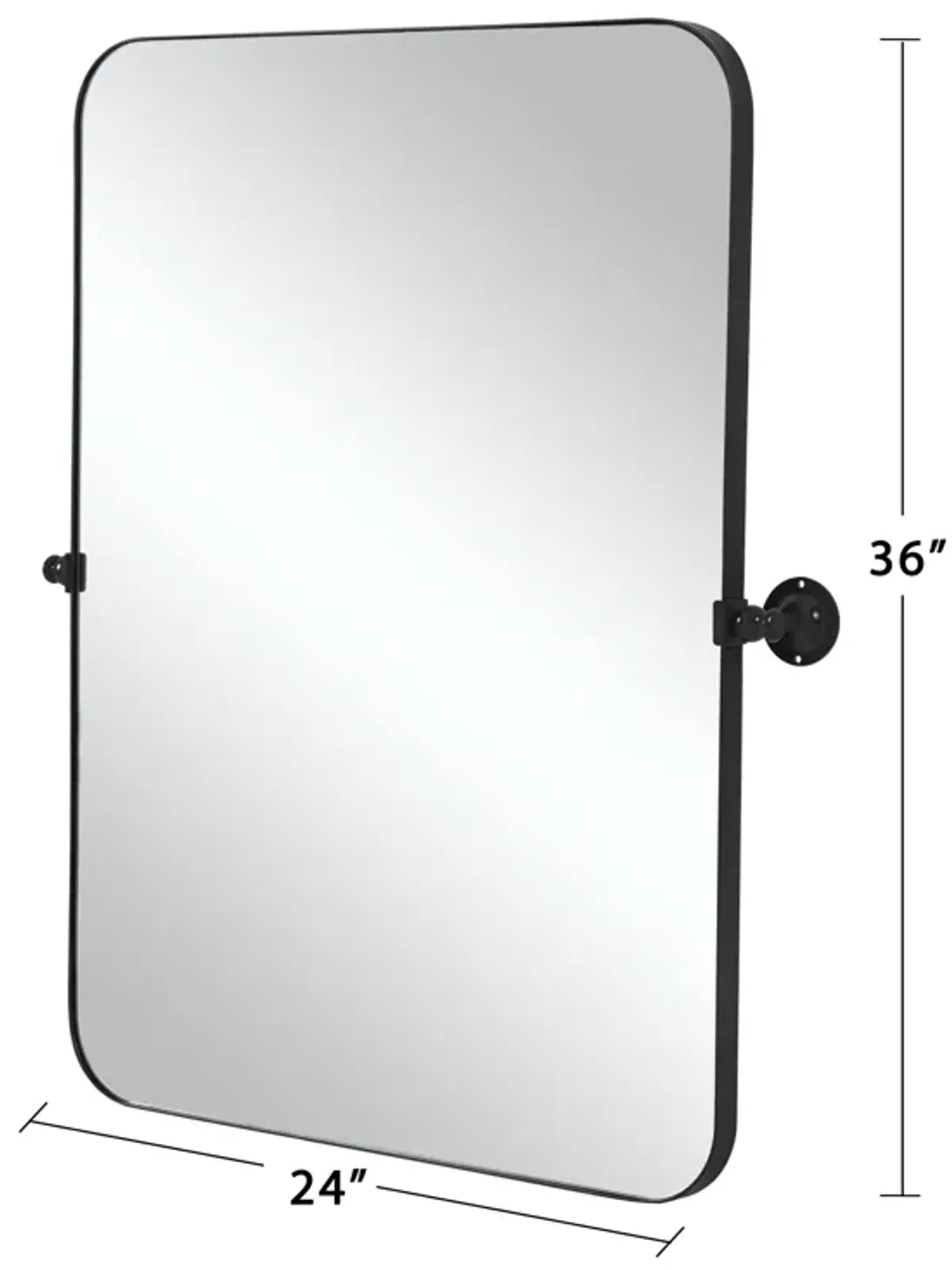 36*24 Rectangular Metal Framed Round Corner Bathroom Vanity Mirror in Black