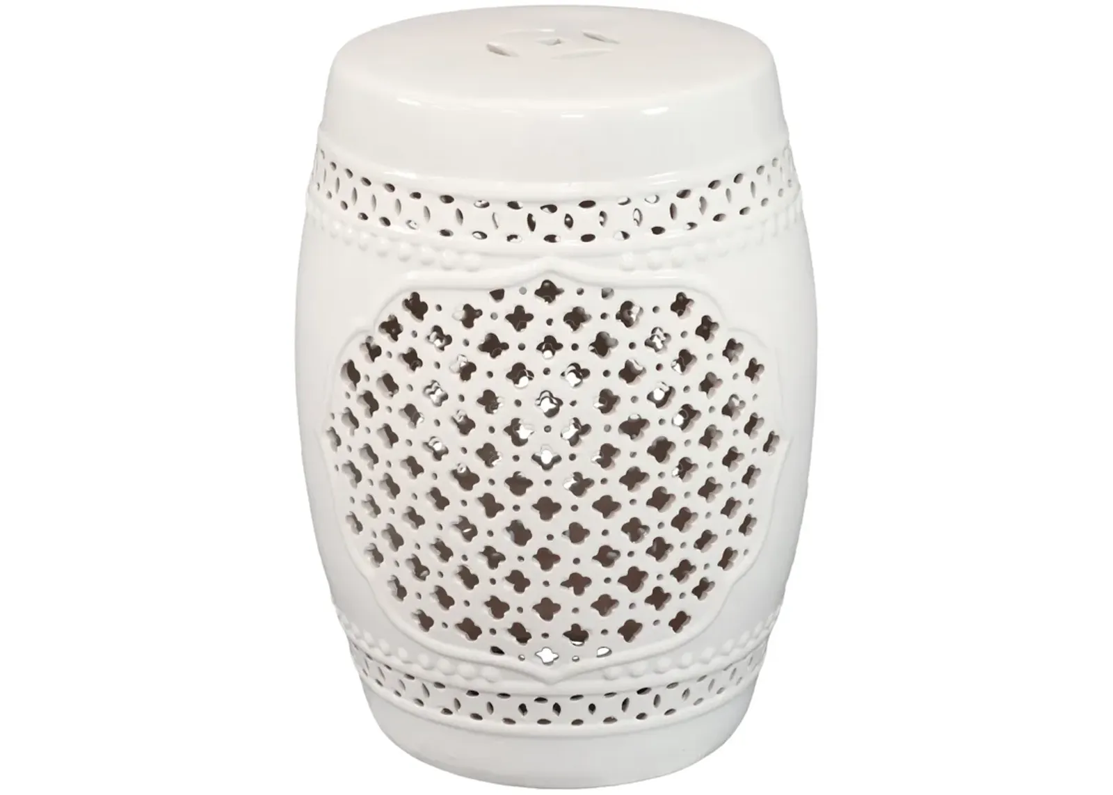 Sunnydaze 17.75 in Marrakesh Lattice Ceramic Glaze Garden Stool