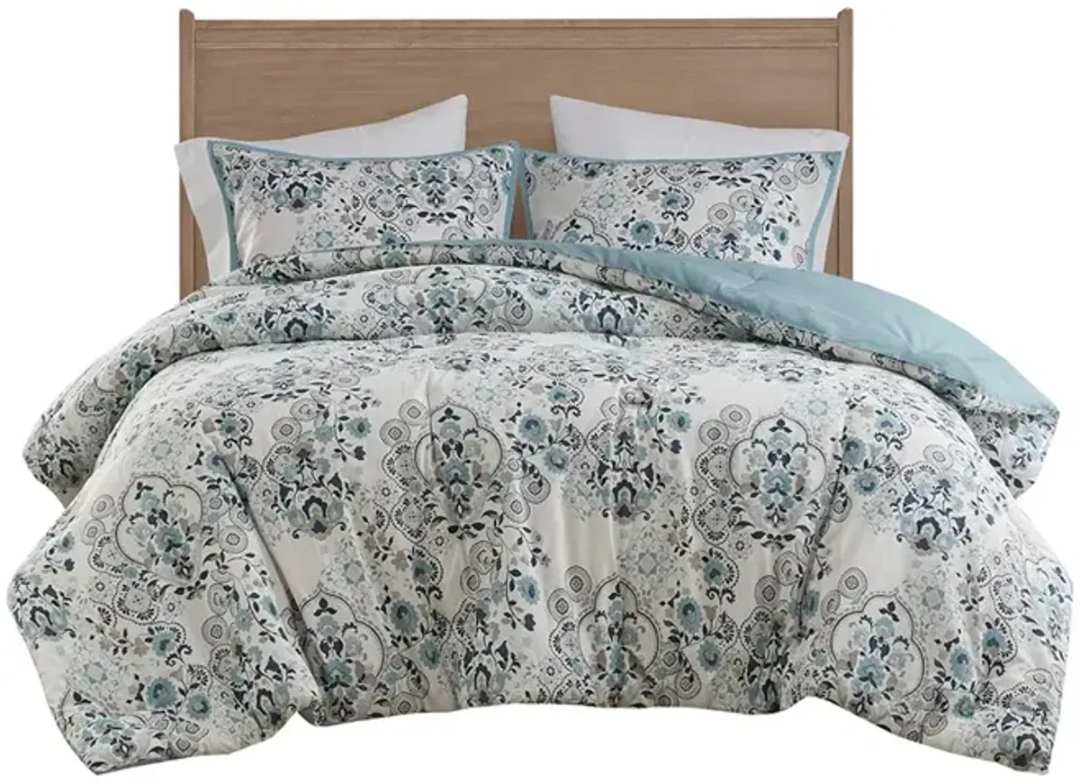 Gracie Mills Candice 3 Piece Floral Printed Cotton Comforter Set