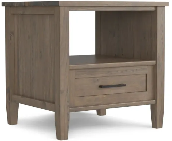 Ela SOLID WOOD 20 inch Wide Rectangle Transitional End Table in Smoky Brown