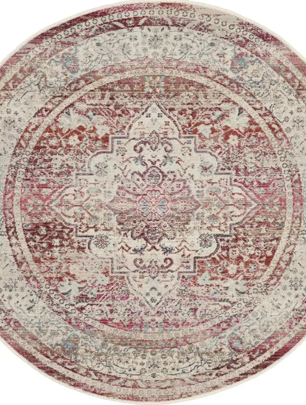 Vintage Kashan VKA07 Red/Ivory 4' x Round Rug