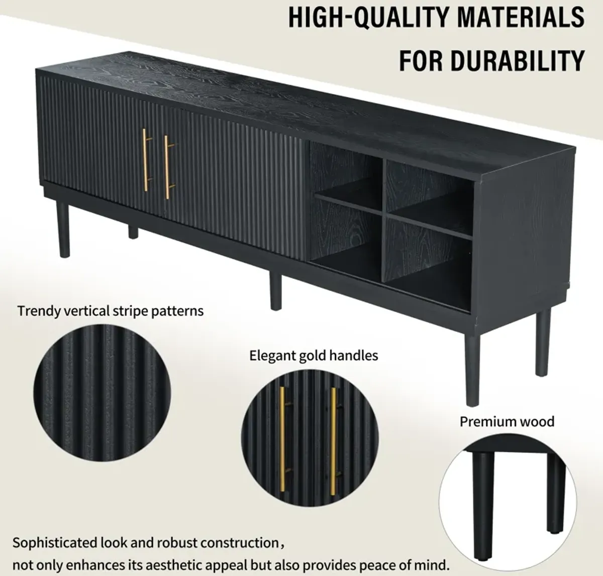 Merax Side Cabinet TV Stand with Sliding Doors