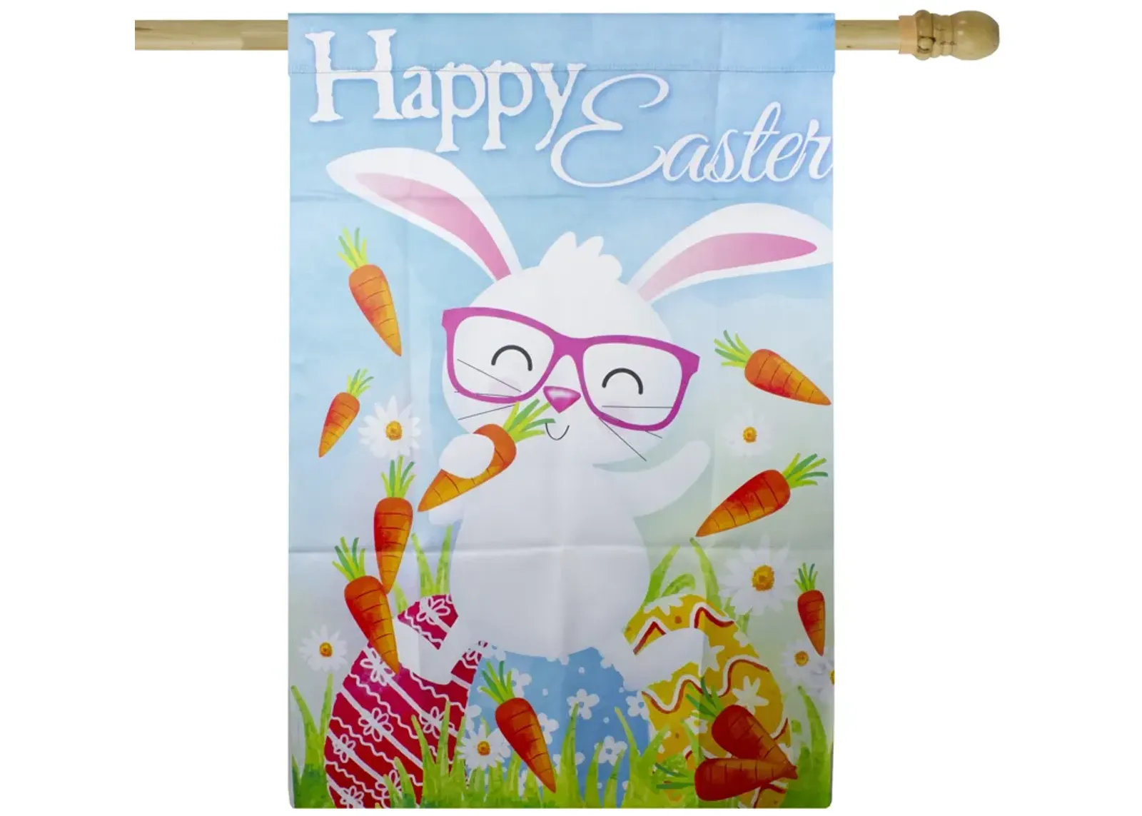 Happy Easter Bunny with Carrots Outdoor House Flag 28" x 40"