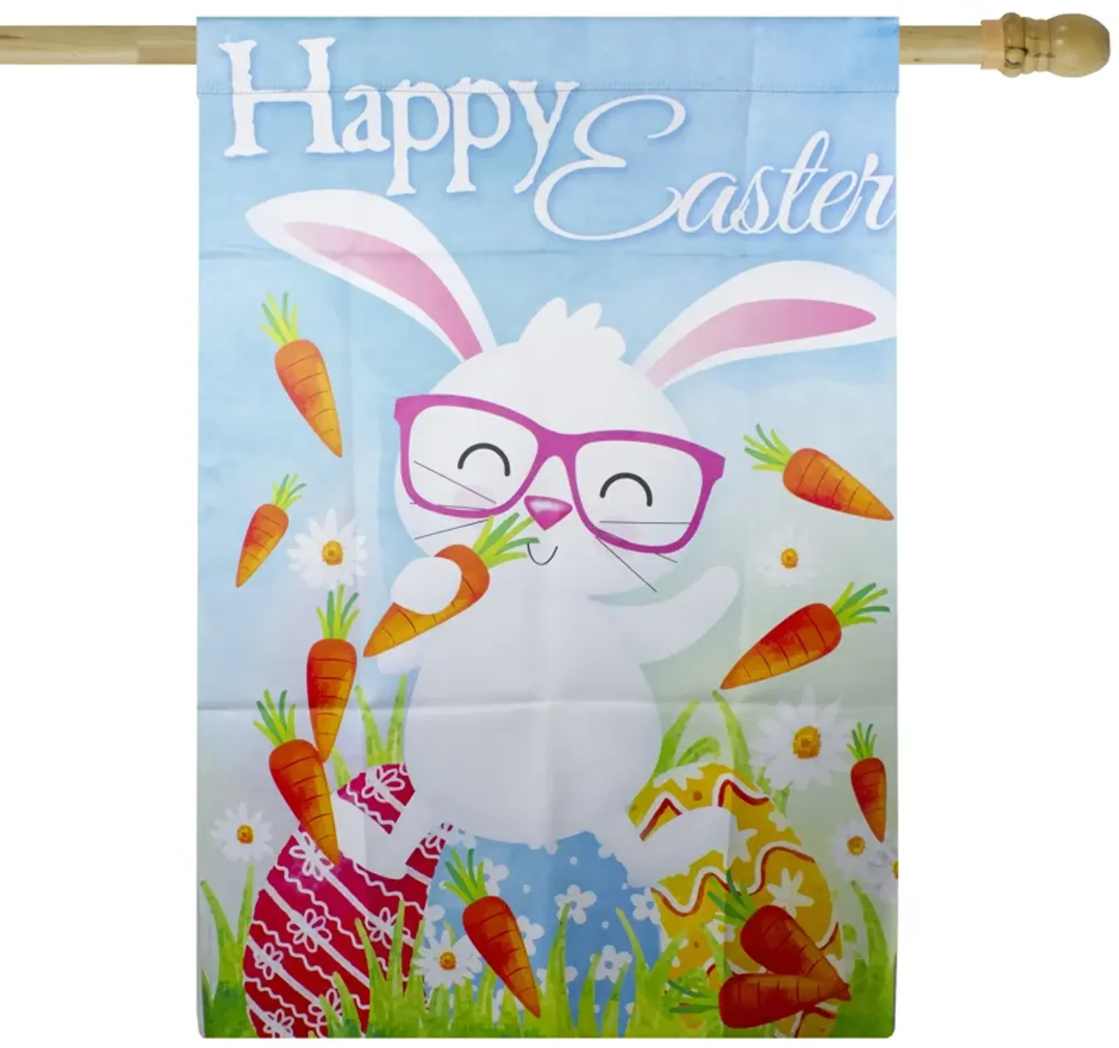 Happy Easter Bunny with Carrots Outdoor House Flag 28" x 40"