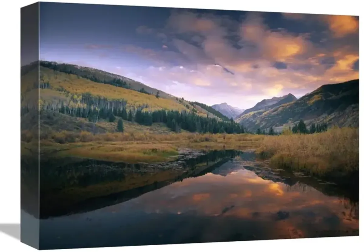 Ragged Peak and Chair Mountain reflected in lake, Raggeds Wilderness, Colorado-Canvas Art-16x12