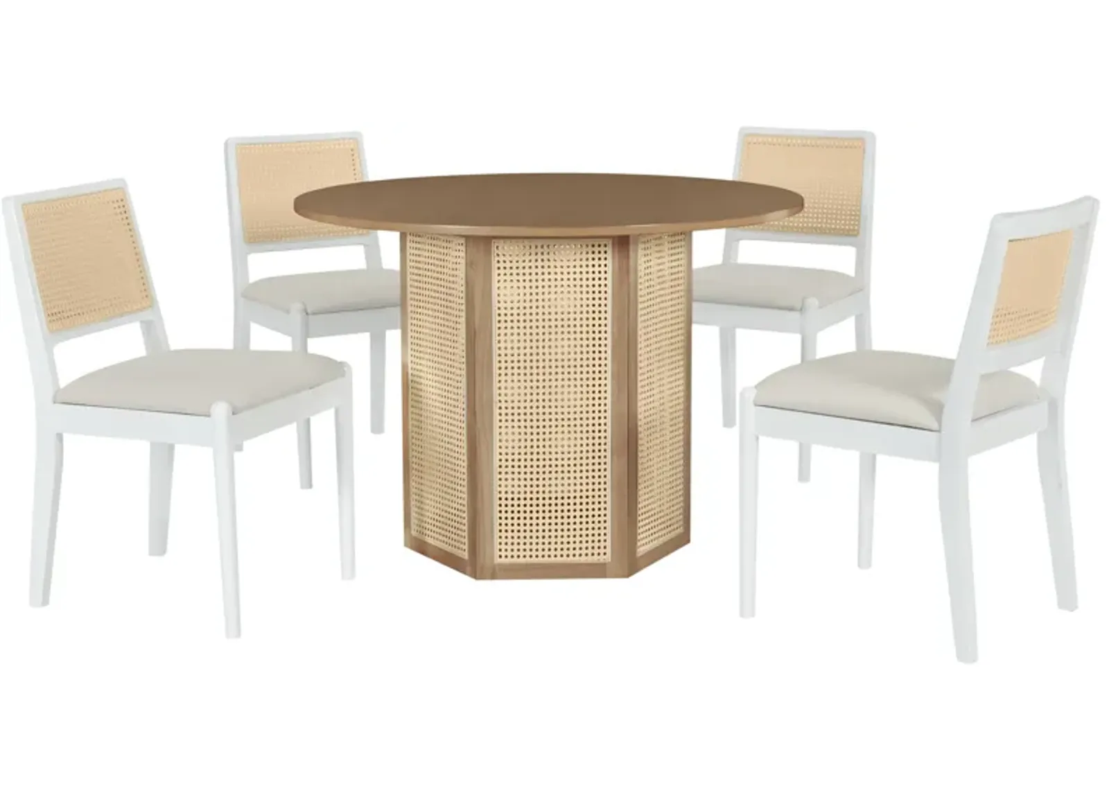 Merax 5-Piece Rattan Round Table Chairs Dining Set