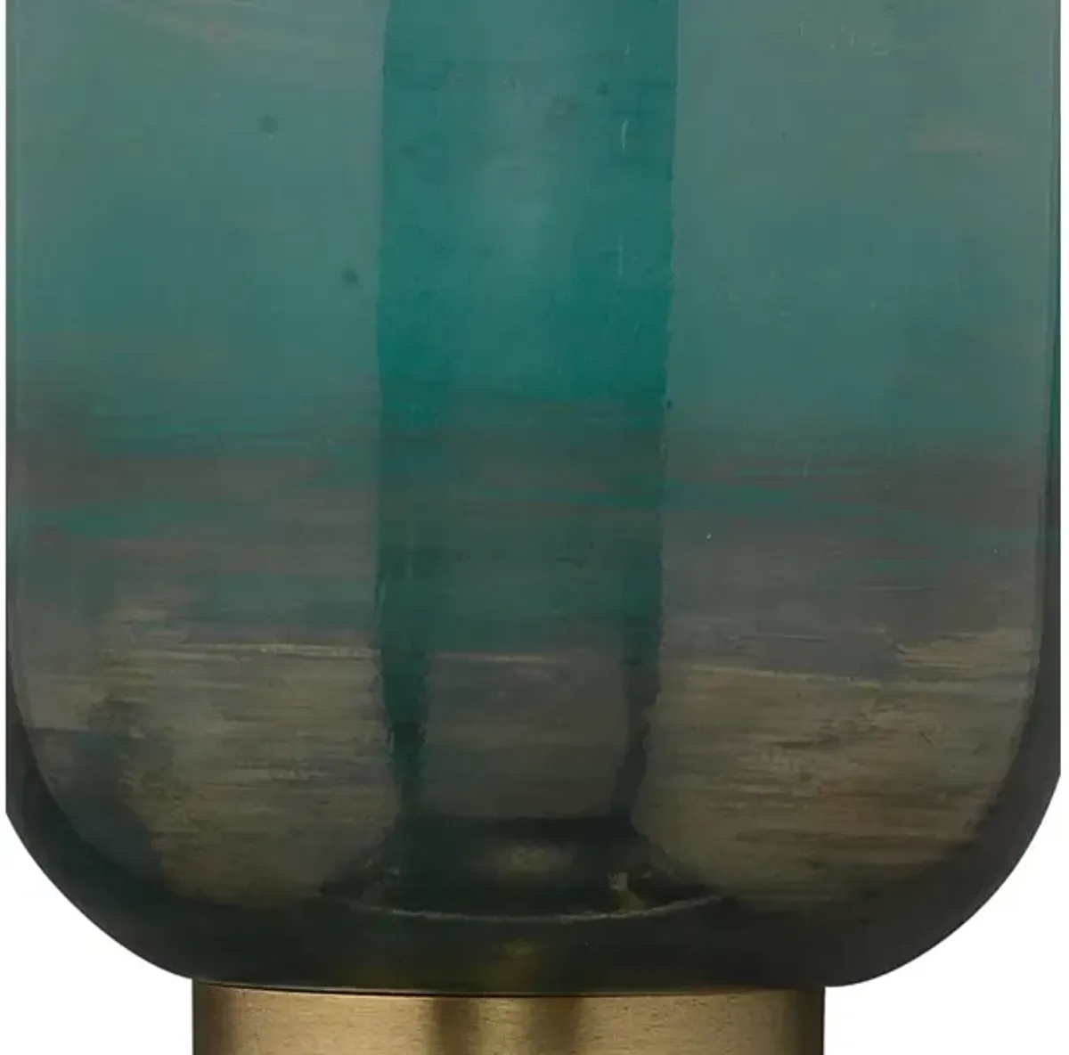 Vapor Single Sconce, Antique Brass and Aqua Metallic Glass