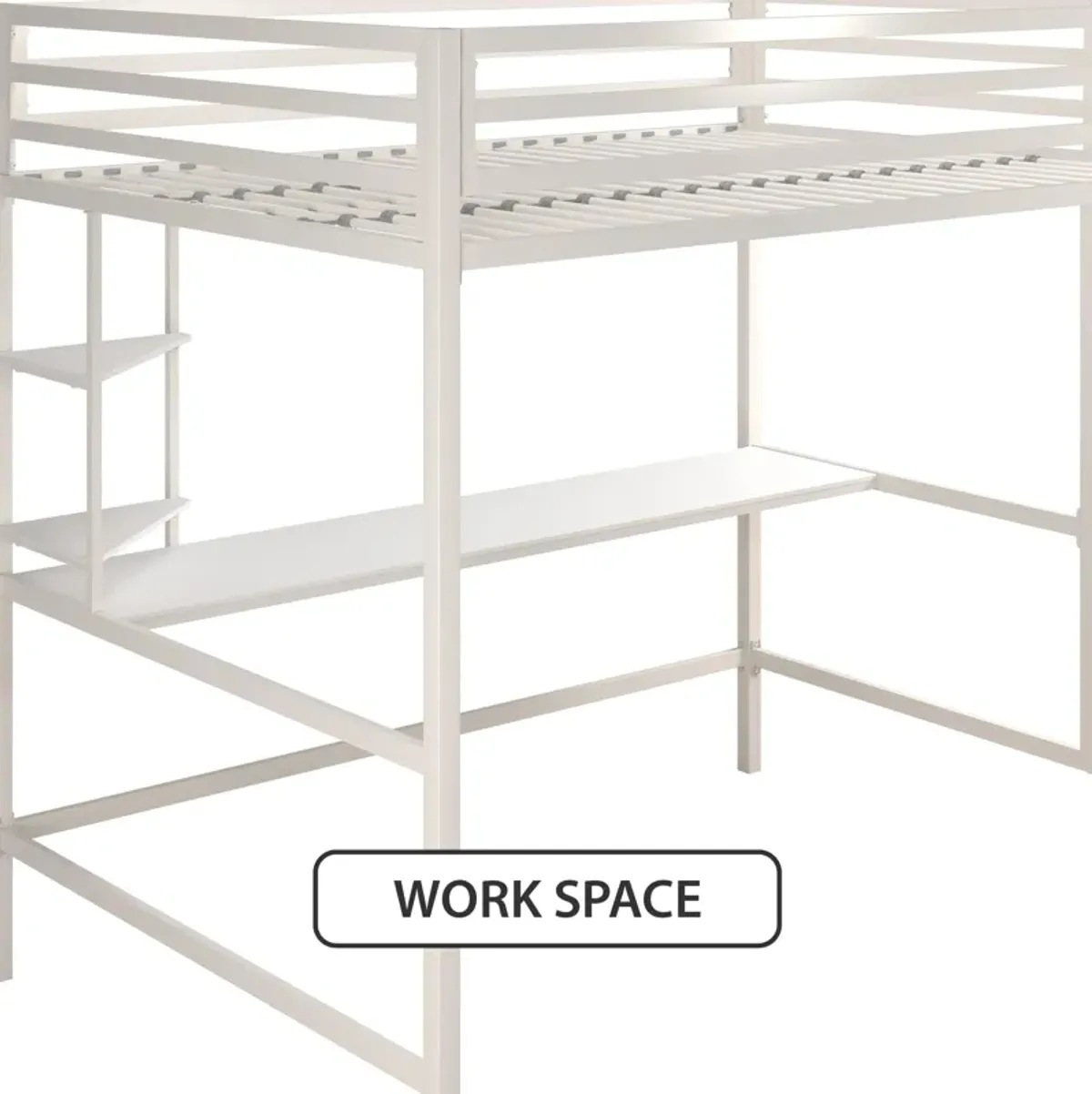 Novogratz Maxwell Metal Loft Bed with Desk & Shelves