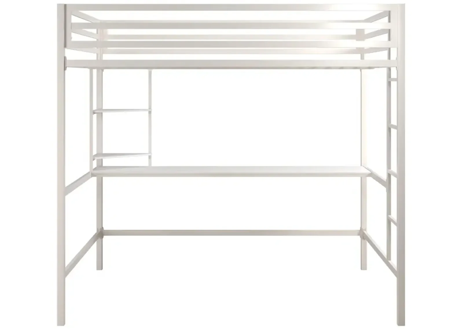 Novogratz Maxwell Metal Loft Bed with Desk & Shelves